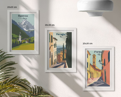 Triptych v ráme Horské krajiny a ulice talianskych miest