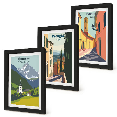 Triptych v ráme Horské krajiny a ulice talianskych miest