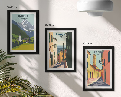 Triptych v ráme Horské krajiny a ulice talianskych miest