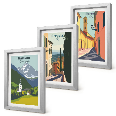 Triptych v ráme Horské krajiny a ulice talianskych miest