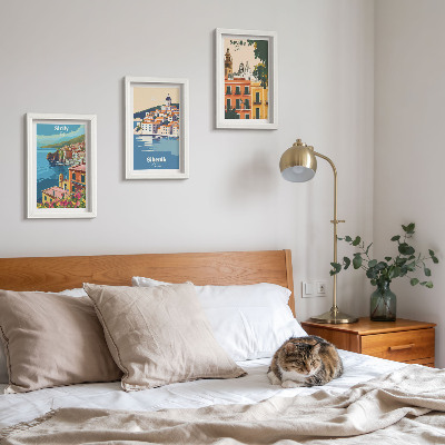 Sada obrazov do obývačky Krajiny európskych miest s farebnými budovami
