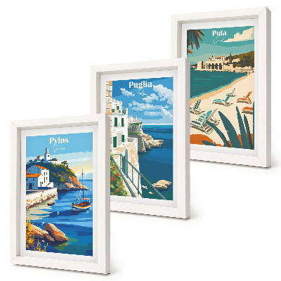 Triptych v ráme Malebné prímorské krajiny z turistických destinácií