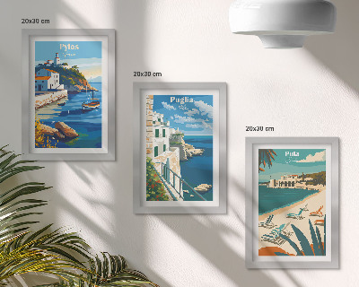 Triptych v ráme Malebné prímorské krajiny z turistických destinácií