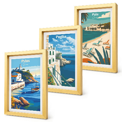 Triptych v ráme Malebné prímorské krajiny z turistických destinácií