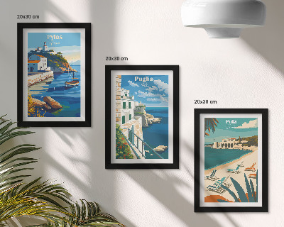Triptych v ráme Malebné prímorské krajiny z turistických destinácií