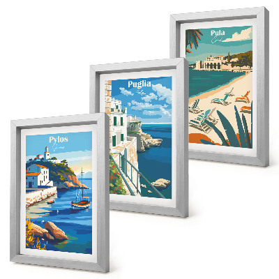 Triptych v ráme Malebné prímorské krajiny z turistických destinácií