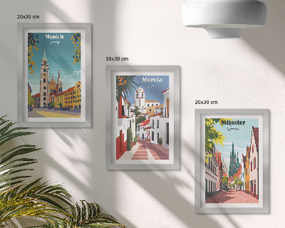 Sada obrazov do obývačky Európske mestá v farebných ilustráciách