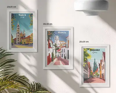 Sada obrazov do obývačky európske mestá vo farebných ilustráciách