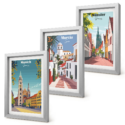 Sada obrazov do obývačky Európske mestá v farebných ilustráciách