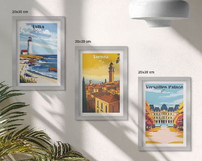 Triptych v ráme Výhľady na známe miesta pri mori a v mestách