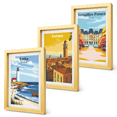 Triptych v ráme Výhľady na známe miesta pri mori a v mestách