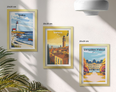Triptych v ráme Výhľady na známe miesta pri mori a v mestách