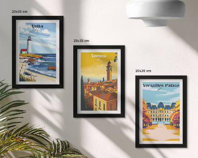 Triptych v ráme Výhľady na známe miesta pri mori a v mestách