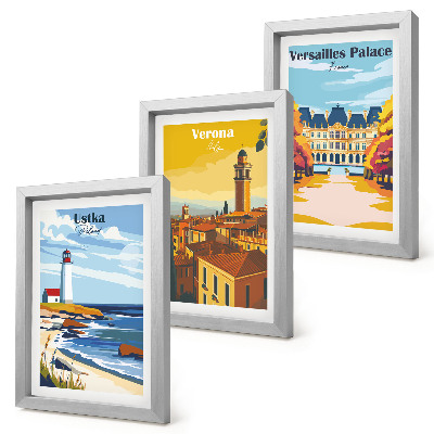 Triptych v ráme Výhľady na známe miesta pri mori a v mestách