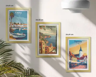 Sada obrazov do obývačky s výhľadmi na pobrežné mestá a ich architektúru
