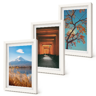 Triptych v ráme Japonské krajiny, príroda a architektúra Ázie