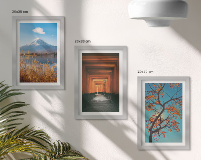 Triptych v ráme Japonské krajiny, príroda a architektúra Ázie