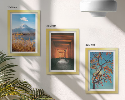 Triptych v ráme Japonské krajiny, príroda a architektúra Ázie
