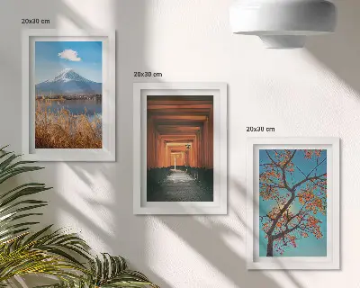 Japonské krajiny, príroda a architektúra Ázie triptych v ráme