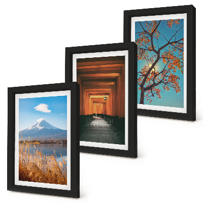 Triptych v ráme Japonské krajiny, príroda a architektúra Ázie