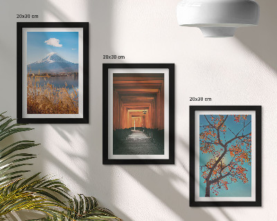 Triptych v ráme Japonské krajiny, príroda a architektúra Ázie
