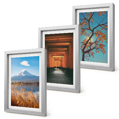 Triptych v ráme Japonské krajiny, príroda a architektúra Ázie