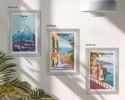 Sada obrazov do obývačky Farebné ilustratívne mestské scenérie v retro štýle