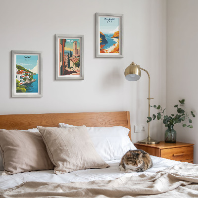 Triptych v ráme Malebné krajiny v retro štýle