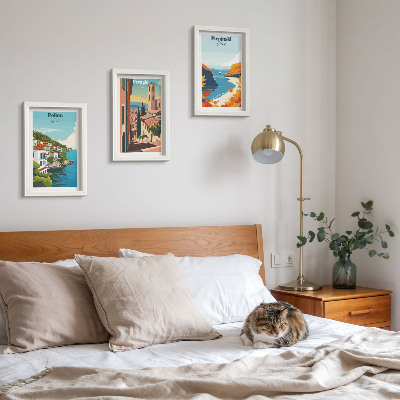 Triptych v ráme Malebné krajiny v retro štýle