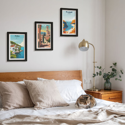Triptych v ráme Malebné krajiny v retro štýle