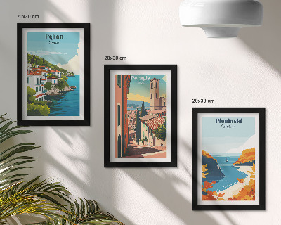 Triptych v ráme Malebné krajiny v retro štýle