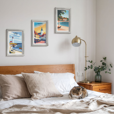 Triptych v ráme Pohľady na poľské mestá Ustka Tarnów Sopot