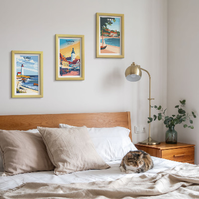 Triptych v ráme Pohľady na poľské mestá Ustka Tarnów Sopot