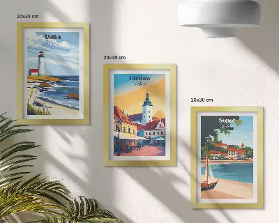 Triptych v ráme pohľady na poľské mestá Ustka, Tarnów a Sopot