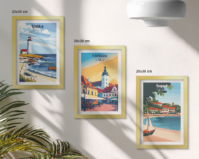 Triptych v ráme Pohľady na poľské mestá Ustka Tarnów Sopot