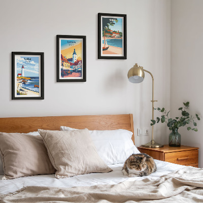 Triptych v ráme Pohľady na poľské mestá Ustka Tarnów Sopot