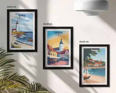 Triptych v ráme pohľady na poľské mestá Ustka, Tarnów a Sopot