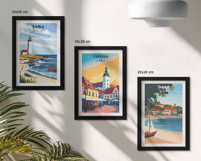 Triptych v ráme Pohľady na poľské mestá Ustka Tarnów Sopot