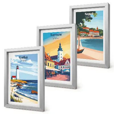 Triptych v ráme pohľady na poľské mestá Ustka, Tarnów a Sopot