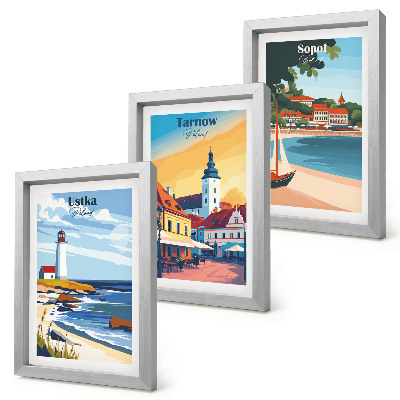 Triptych v ráme Pohľady na poľské mestá Ustka Tarnów Sopot