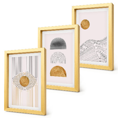 Triptych v ráme Abstraktné tvary a čiary v odtieňoch béžovej a sivej