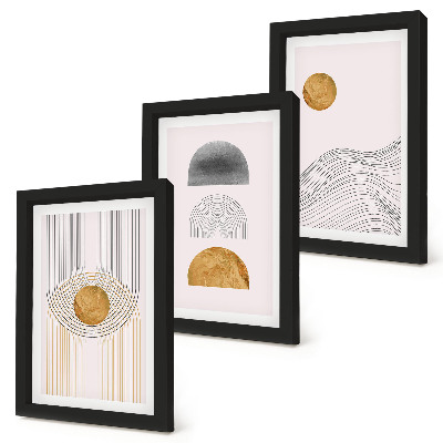 Triptych v ráme Abstraktné tvary a čiary v odtieňoch béžovej a sivej