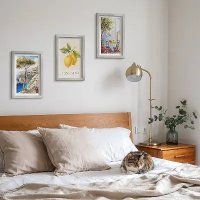 Výhľady na Positano s citrónovníkmi na slnku triptych v ráme