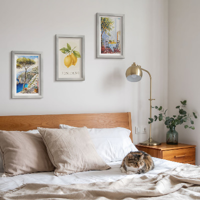 Triptych v ráme Výhľady na Positano s citrónovníkmi na slnku