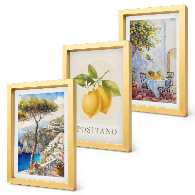 Triptych v ráme Výhľady na Positano s citrónovníkmi na slnku