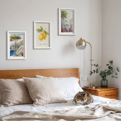 Výhľady na Positano s citrónovníkmi na slnku triptych v ráme