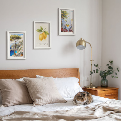 Triptych v ráme Výhľady na Positano s citrónovníkmi na slnku