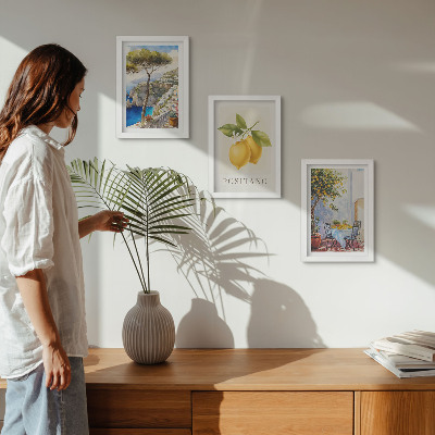 Triptych v ráme Výhľady na Positano s citrónovníkmi na slnku