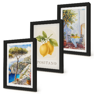 Triptych v ráme Výhľady na Positano s citrónovníkmi na slnku