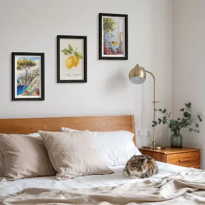 Výhľady na Positano s citrónovníkmi na slnku triptych v ráme